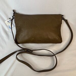 Fossil Dark Olive Green Leather Crossbody NWT‎